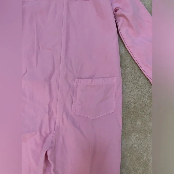 Ascot & Hart pink ribbed embroidered peace sign snap button jumpsuit size small - Picture 7 of 10